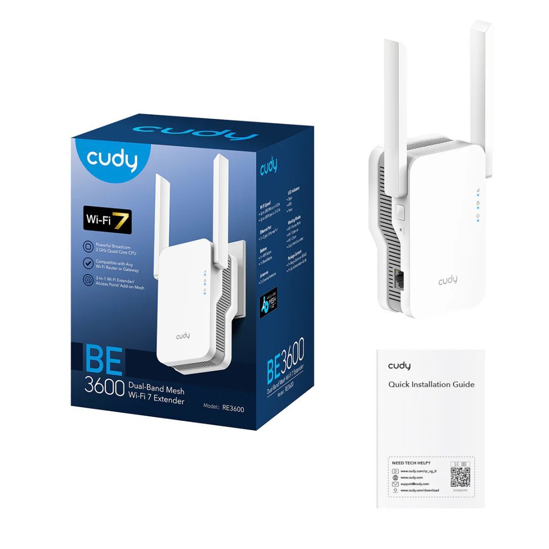 Cudy RE3600 BE3600 Mesh Wi-Fi 7 Range Extender White