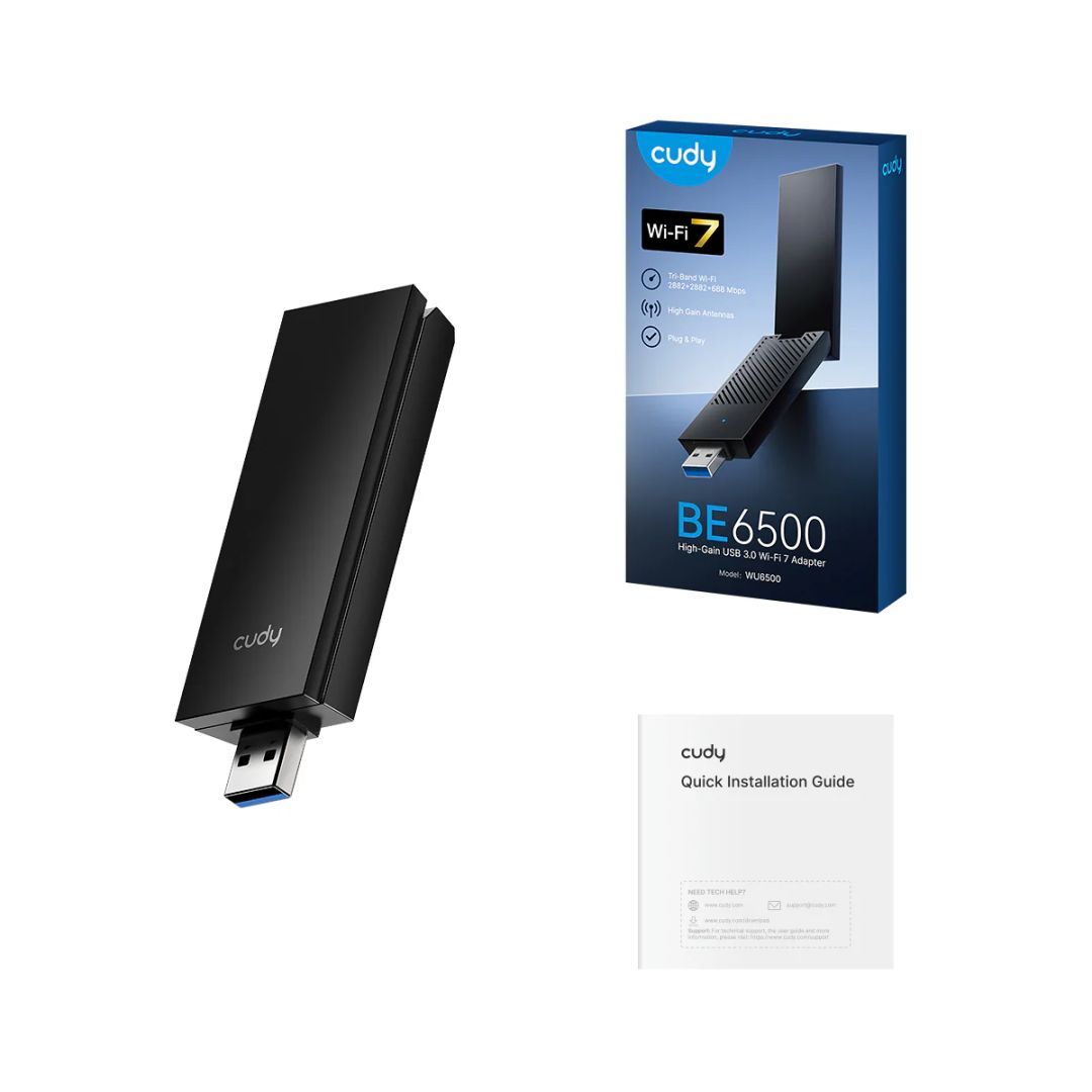 Cudy WU6500 BE6500 High-Gain USB 3.0 Wi-Fi 7 Adapter Black Cudy WU6500 BE6500 High-Gain USB 3.0 Wi-Fi 7 Adapter Black