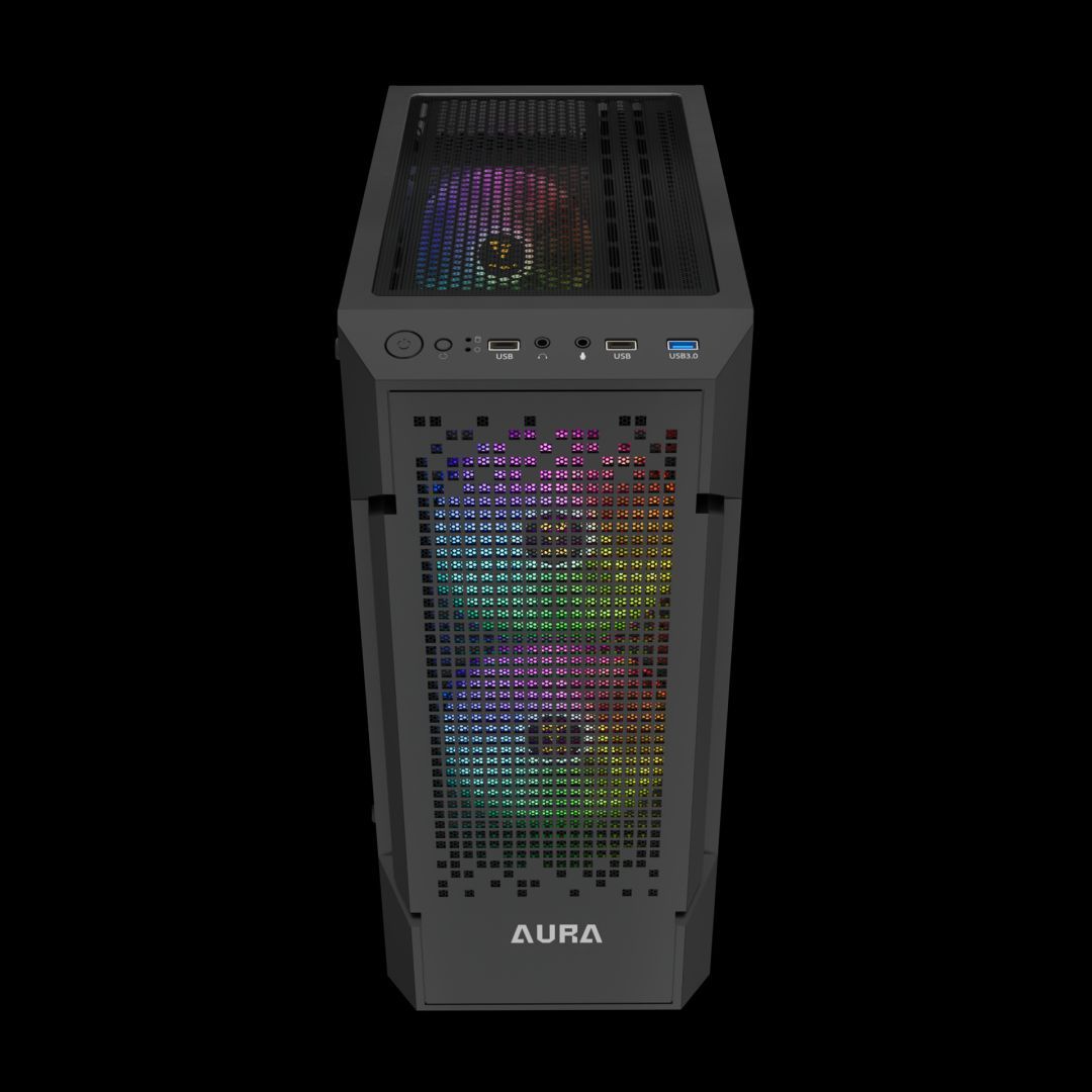 Gamdias Aura GC7 ARGB Tempered Glass Black