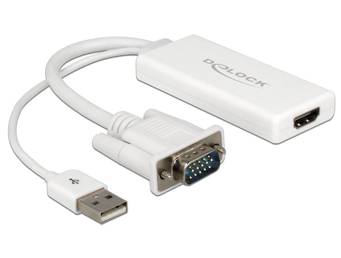 DeLock VGA to HDMI Adapter with Audio White DeLock VGA to HDMI Adapter with Audio White
