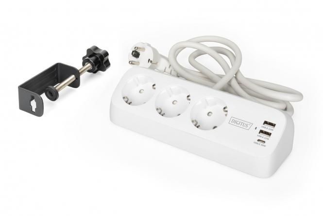 Digitus Hálózati Elosztó Kapcsolóval 3DIN 1,5m White Digitus Hálózati Elosztó Kapcsolóval 3DIN 1,5m White