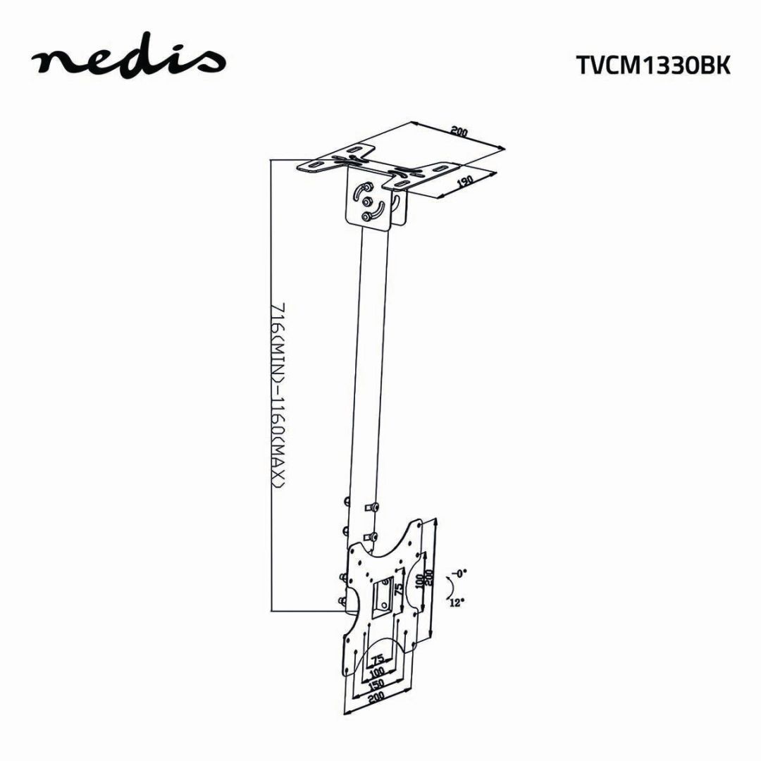 Nedis Full Motion TV Ceiling Mount 26"-42" Black
