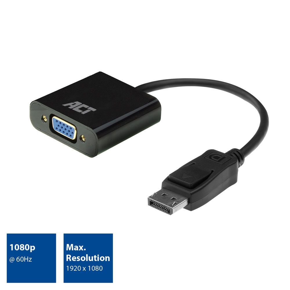 ACT AC7515 DisplayPort to VGA Adapter Black ACT AC7515 DisplayPort to VGA Adapter Black