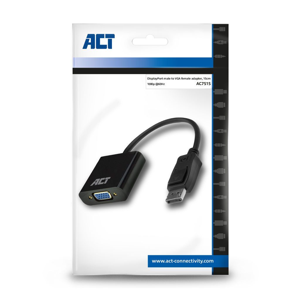 ACT AC7515 DisplayPort to VGA Adapter Black ACT AC7515 DisplayPort to VGA Adapter Black