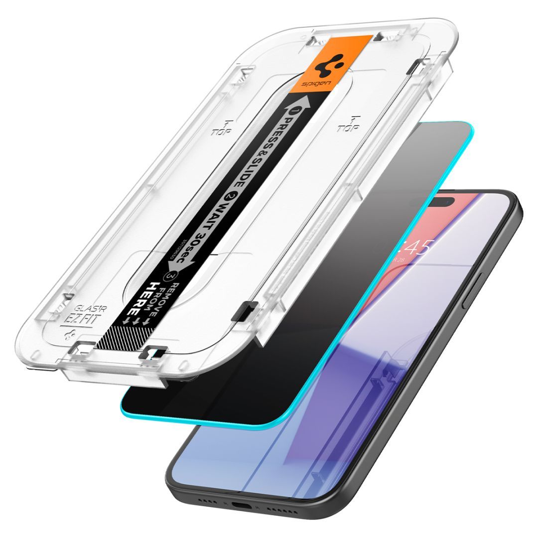 Spigen iPhone 15 Screen Protector EZ FIT GLAS.tR Privacy Transparency (2 Pack) Spigen iPhone 15 Screen Protector EZ FIT GLAS.tR Privacy Transparency (2 Pack)
