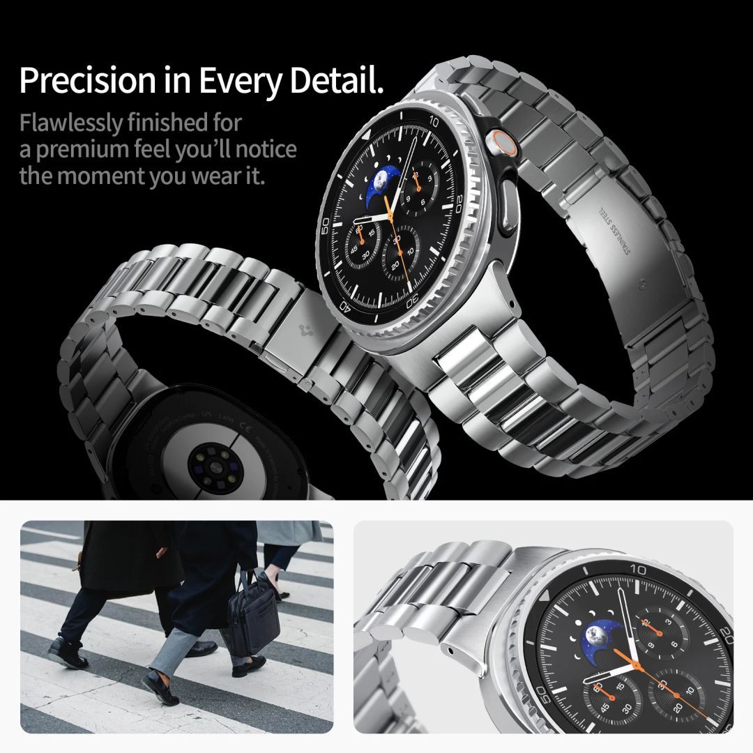 Spigen Modern Fit 316L Band for Samsung Galaxy Watch 8 (40/44/46mm) Silver