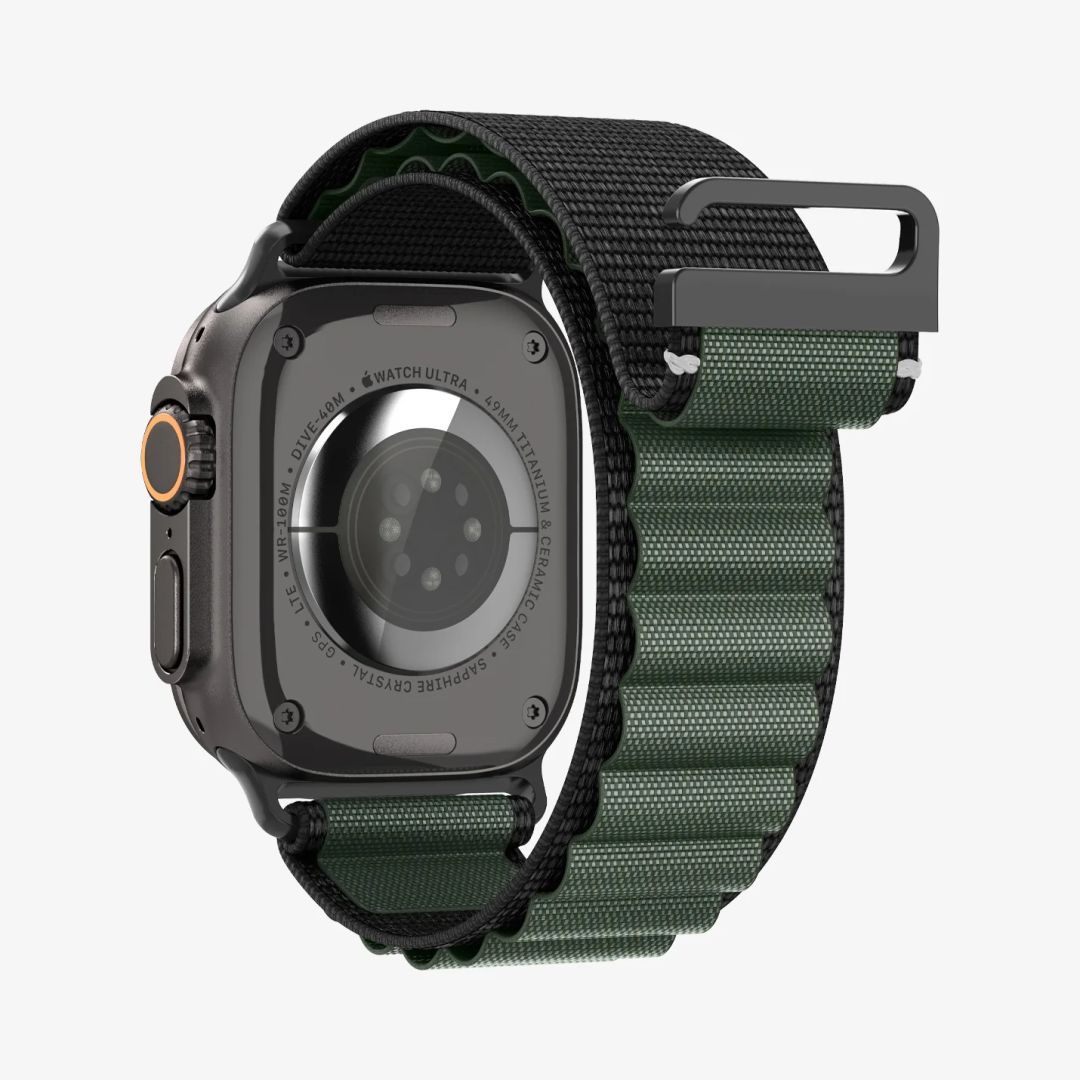 Spigen Fabric Band (hook) for Apple Watch 49mm/46mm/45mm/44mm Black Green