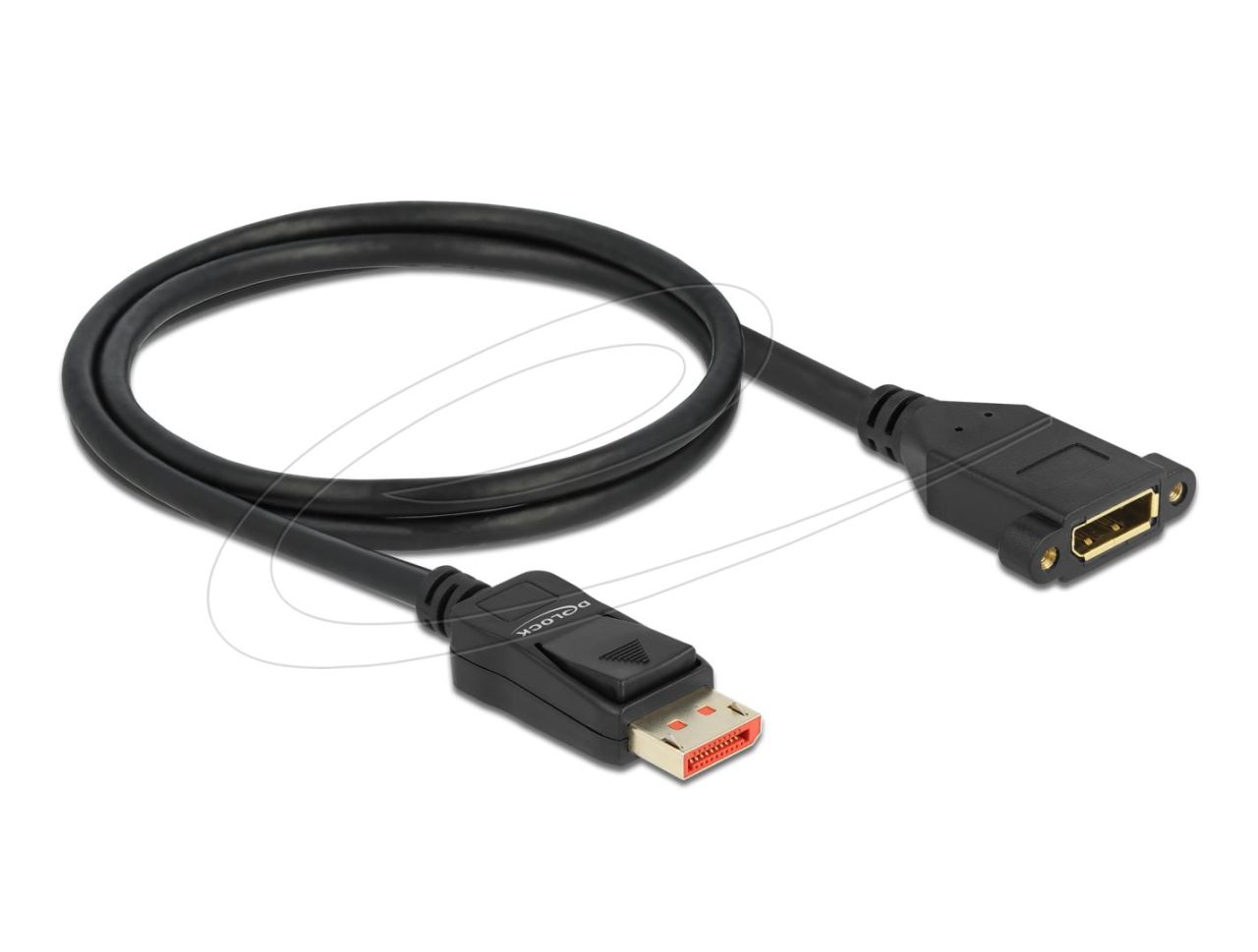 DeLock DisplayPort extension cable panel-mount 8K 60 Hz 1m Black