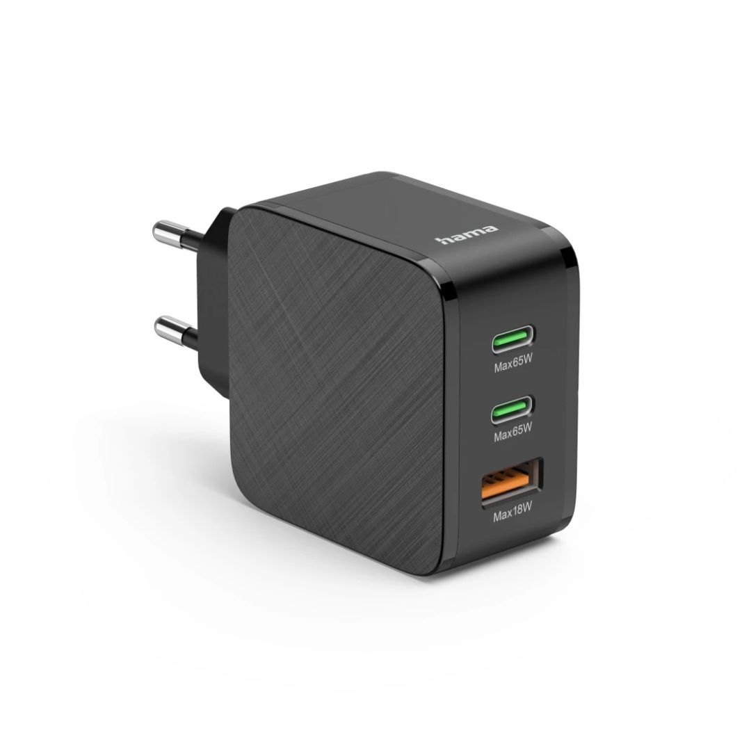 Hama Fast Charger 2x USB-C PD 1x USB-A QC 65W Black Hama Fast Charger 2x USB-C PD 1x USB-A QC 65W Black