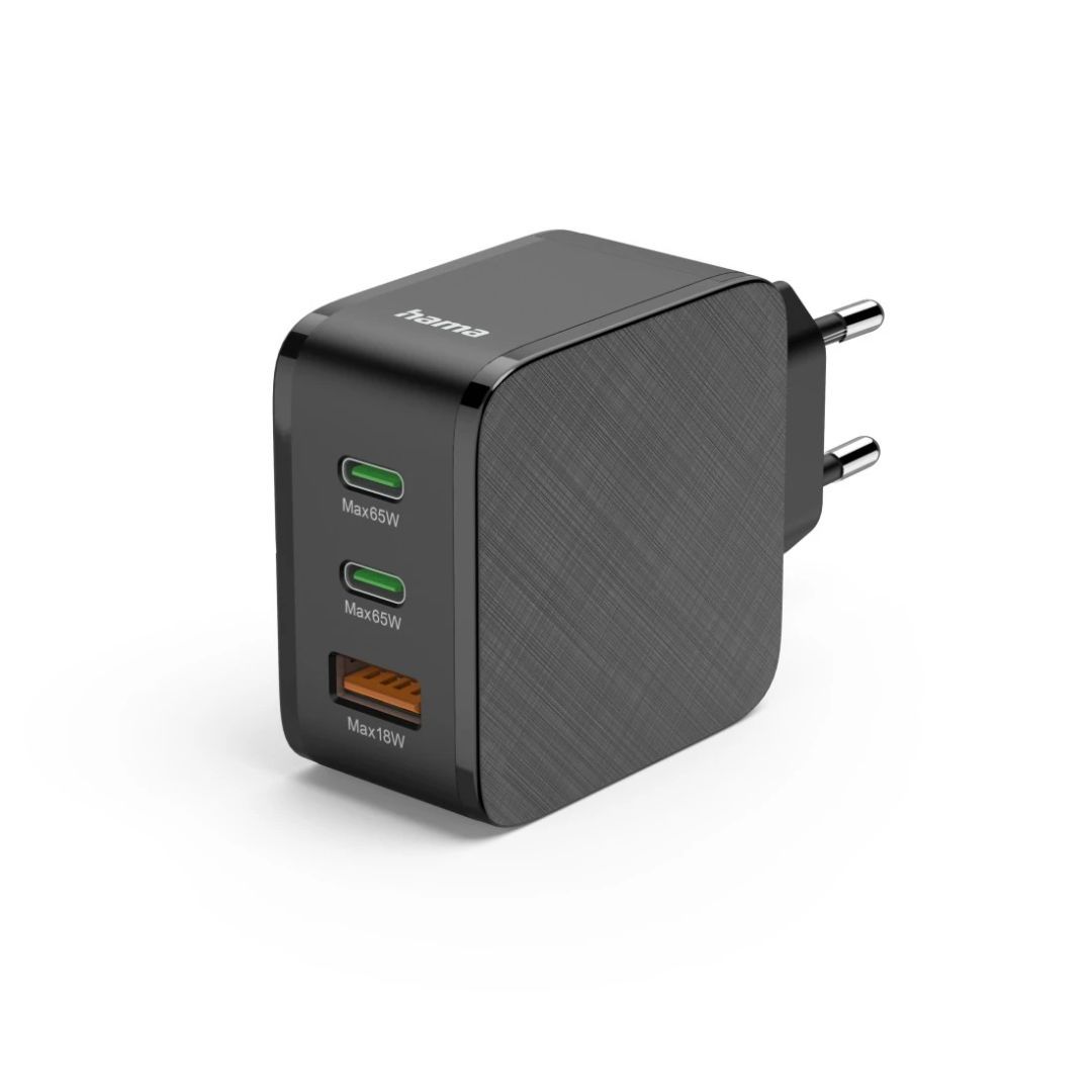 Hama Fast Charger 2x USB-C PD 1x USB-A QC 65W Black Hama Fast Charger 2x USB-C PD 1x USB-A QC 65W Black