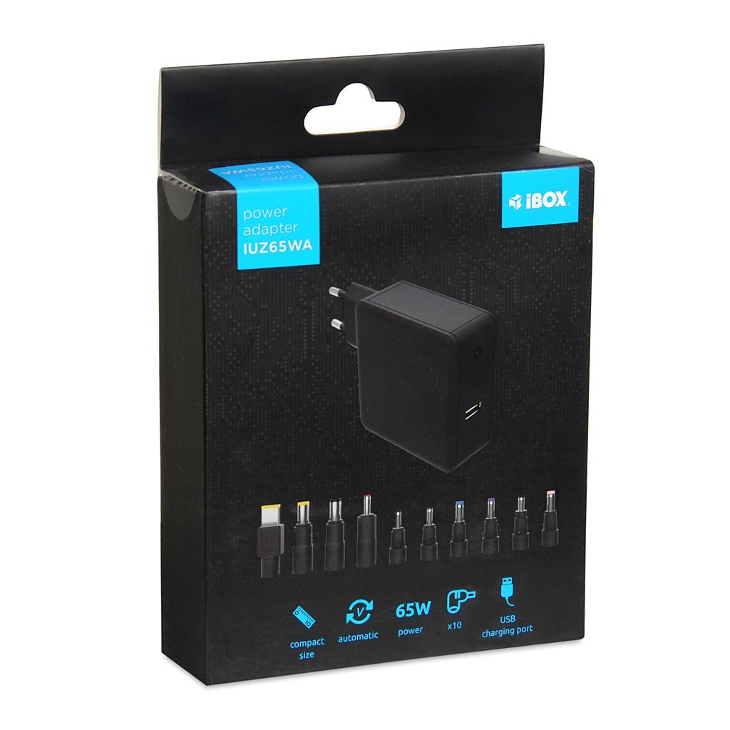 iBox IUZ65WA 18,5-20,5V / 3,5A 65W univerzális hálózati notebook töltő iBox IUZ65WA 18,5-20,5V / 3,5A 65W univerzális hálózati notebook töltő