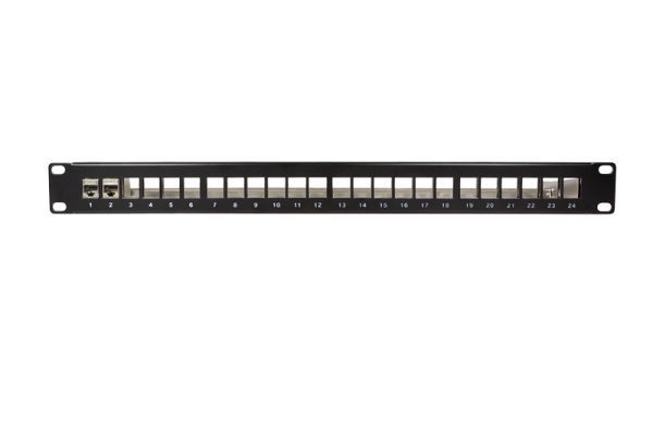 Logilink NK4042 19" patch panel for 24 keystone jacks, 1U unloaded Black Logilink NK4042 19" patch panel for 24 keystone jacks, 1U unloaded Black