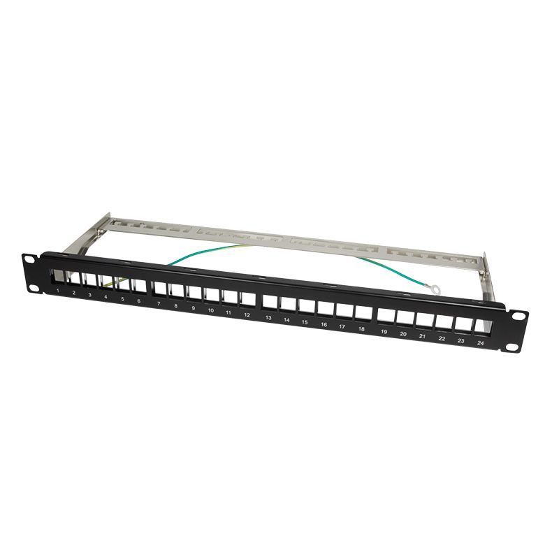 Logilink NK4042 19" patch panel for 24 keystone jacks, 1U unloaded Black Logilink NK4042 19" patch panel for 24 keystone jacks, 1U unloaded Black