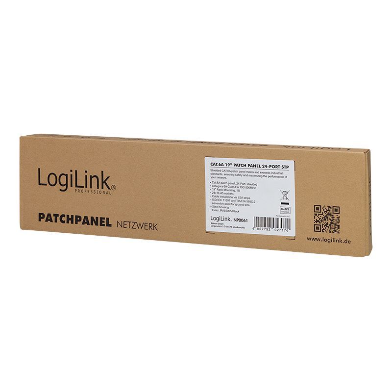 Logilink Cat.6A Patch Panel 24 ports shielded 19 inch rack mount Black Logilink Cat.6A Patch Panel 24 ports shielded 19 inch rack mount Black