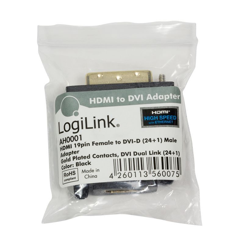 Logilink DVI-D (Dual Link) - HDMI Adapter Black Logilink DVI-D (Dual Link) - HDMI Adapter Black