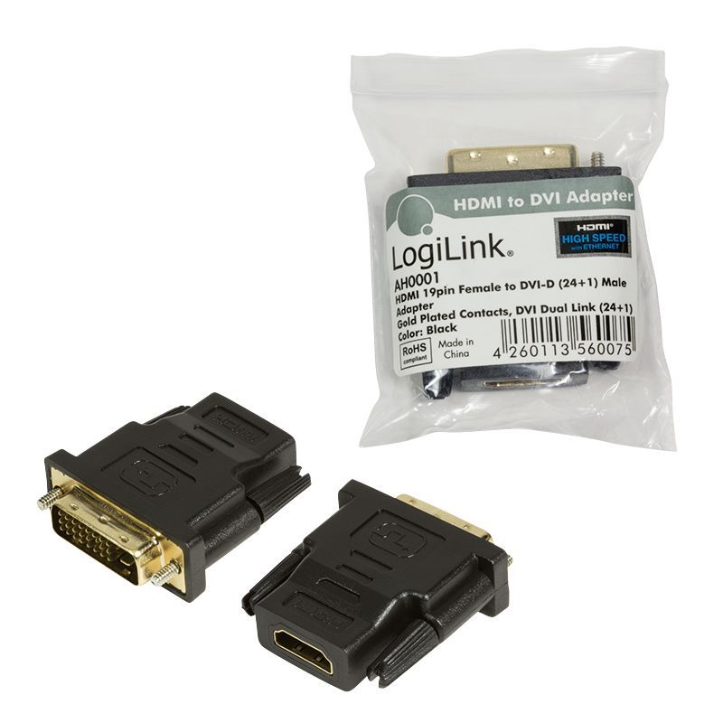 Logilink DVI-D (Dual Link) - HDMI Adapter Black Logilink DVI-D (Dual Link) - HDMI Adapter Black
