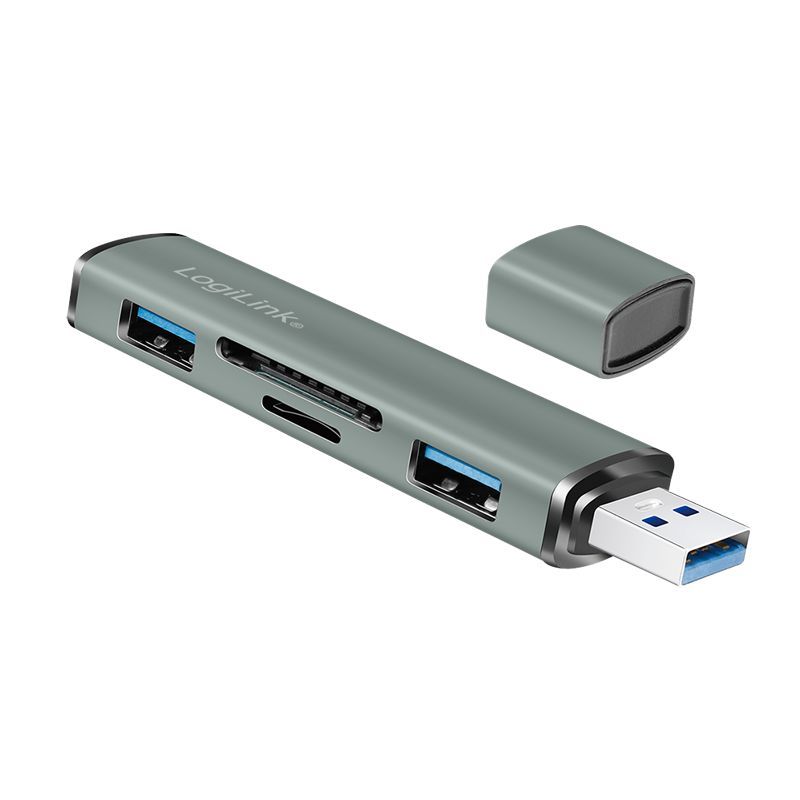 Logilink UA0394 USB 3.2 Gen2 2-port hub with card readers Aluminium Logilink UA0394 USB 3.2 Gen2 2-port hub with card readers Aluminium