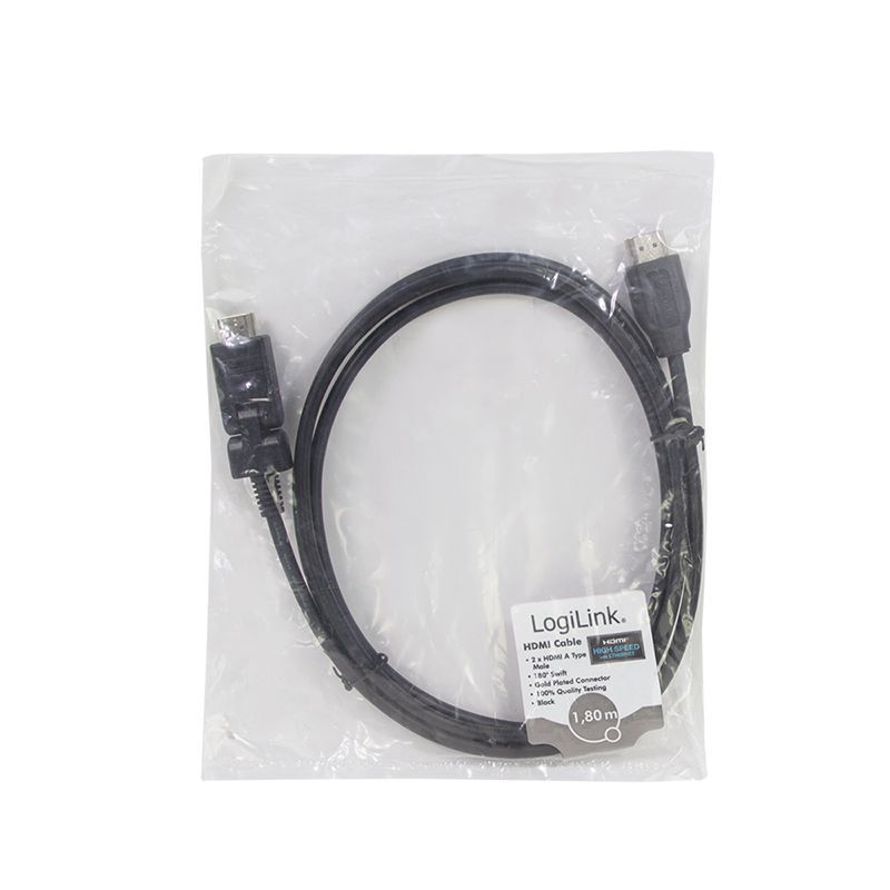 Logilink HDMI cable A/M to A/M 180° rotatable 4K/24 Hz 1,8m Black