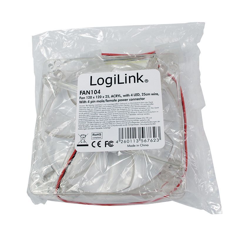 Logilink FAN104 12cm cooler LED Acryl Logilink FAN104 12cm cooler LED Acryl