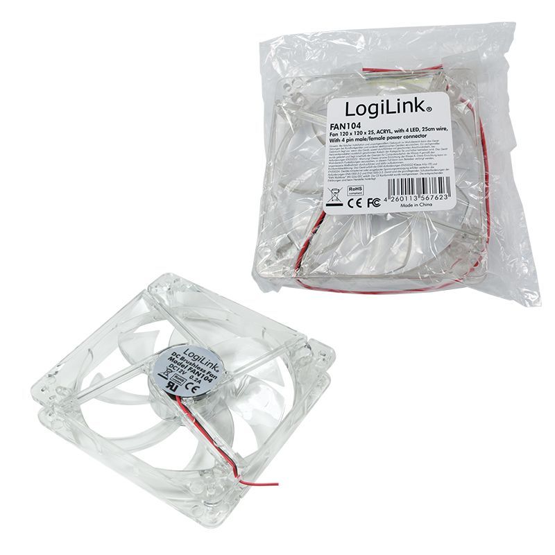 Logilink FAN104 12cm cooler LED Acryl Logilink FAN104 12cm cooler LED Acryl