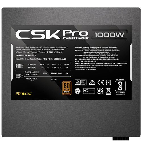 Antec 1000W 80+ Bronze CSK 1000 PRO ATX3.1 Antec 1000W 80+ Bronze CSK 1000 PRO ATX3.1