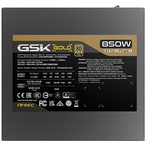 Antec 850W 80+ Gold GSK 850 V2 Antec 850W 80+ Gold GSK 850 V2