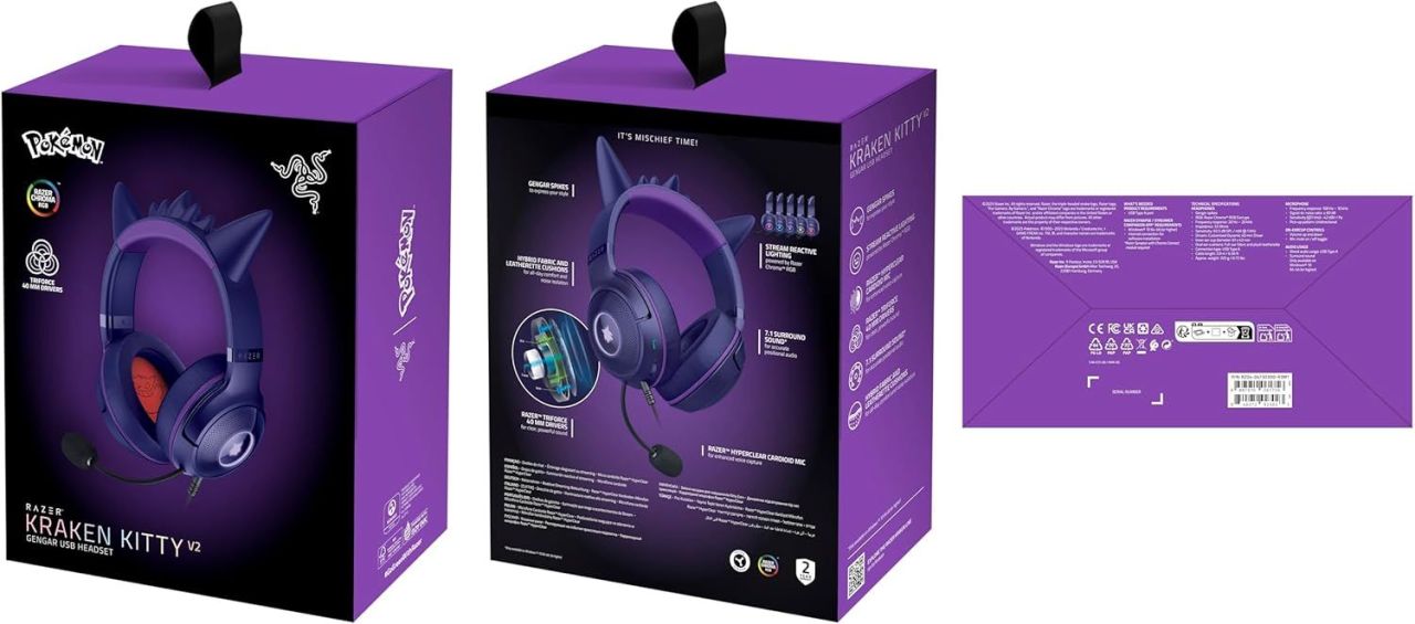 Razer Kraken Kitty V2 Gaming Headset Gengar Edition Razer Kraken Kitty V2 Gaming Headset Gengar Edition