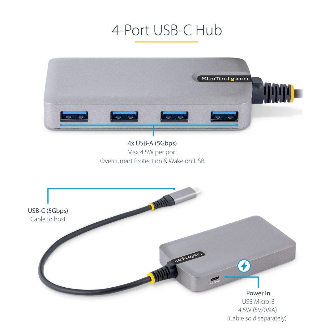 Startech 4-portos USB3.2 HUB Space Gray