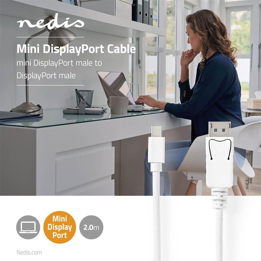 Nedis Mini DisplayPort Male - DisplayPort Male Cable 2m White