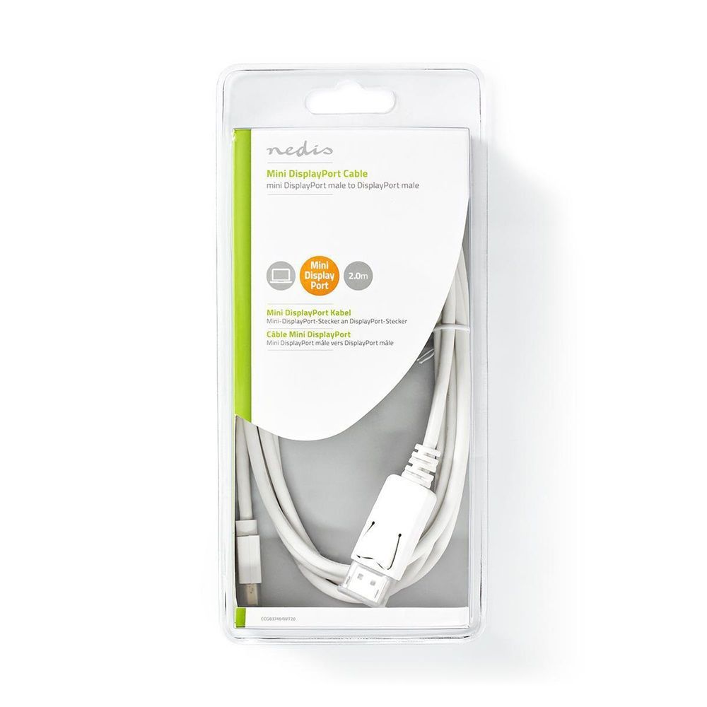 Nedis Mini DisplayPort Male - DisplayPort Male Cable 2m White