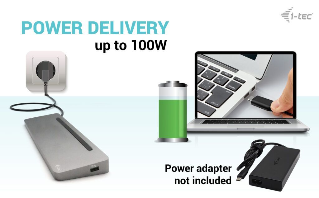 I-TEC USB-C Metal Ergonomic 3x4K Display Docking Station+Power Delivery 100W Grey I-TEC USB-C Metal Ergonomic 3x4K Display Docking Station+Power Delivery 100W Grey