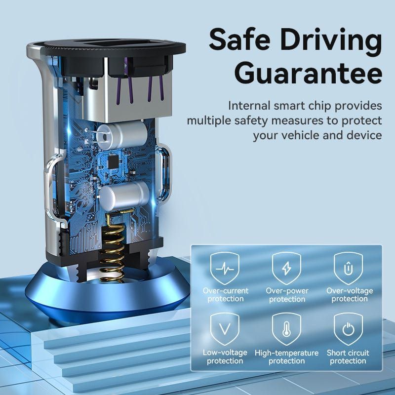 Vention Car charger USB-A+C 2port 30W Grey