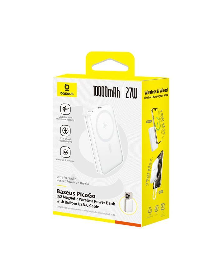 Baseus PicoGo Qi2 10000mAh PowerBank White Baseus PicoGo Qi2 10000mAh PowerBank White