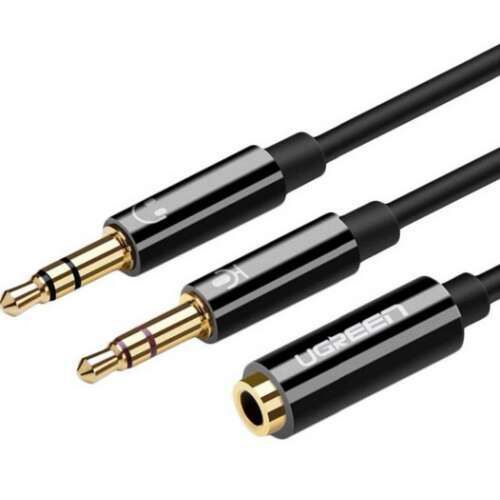 UGREEN 20898 2x3,5mm jack male-1x3,5mm jack famale adapter cable 0,2m Black UGREEN 20898 2x3,5mm jack male-1x3,5mm jack famale adapter cable 0,2m Black