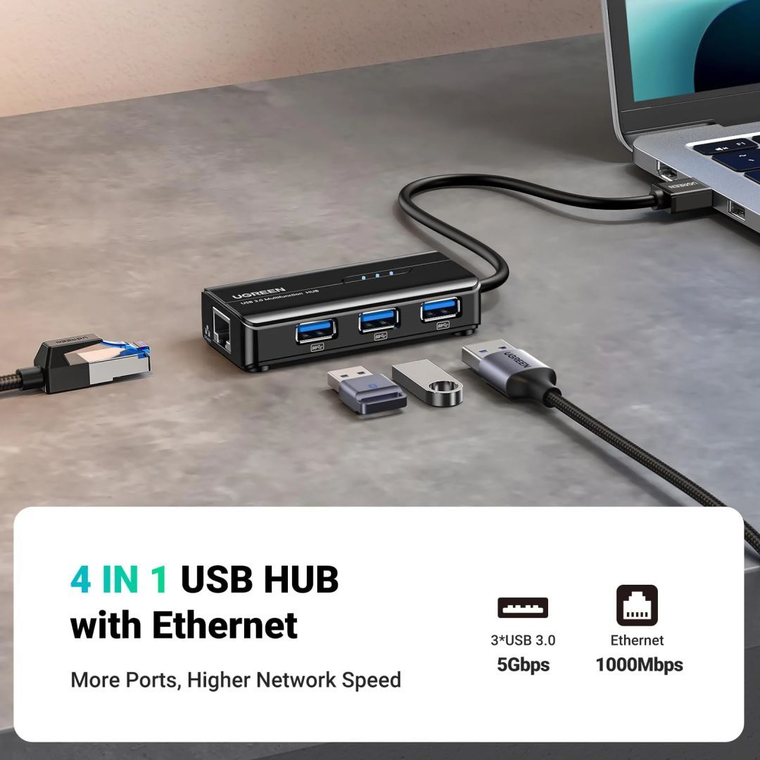 UGREEN USB 3.0 Hub Ethernet Adapter