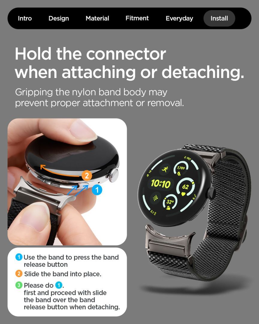 Spigen Lite Fit X Band for Google Pixel Watch 4/3 45mm Black