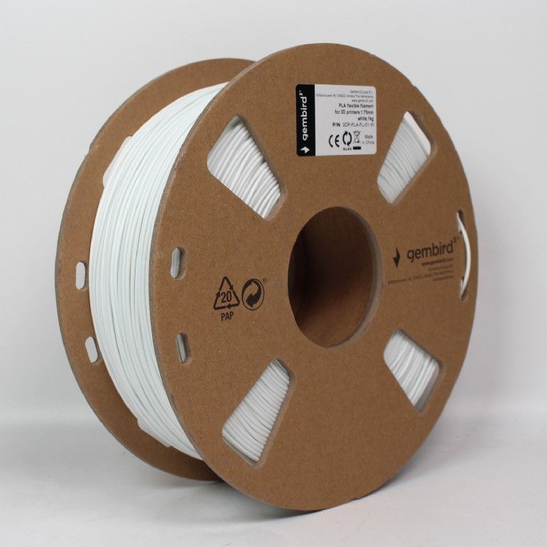 Gembird 3DP-PLA-FL-01-W PLA Flexible White1.75mm 1kg Gembird 3DP-PLA-FL-01-W PLA Flexible White1.75mm 1kg