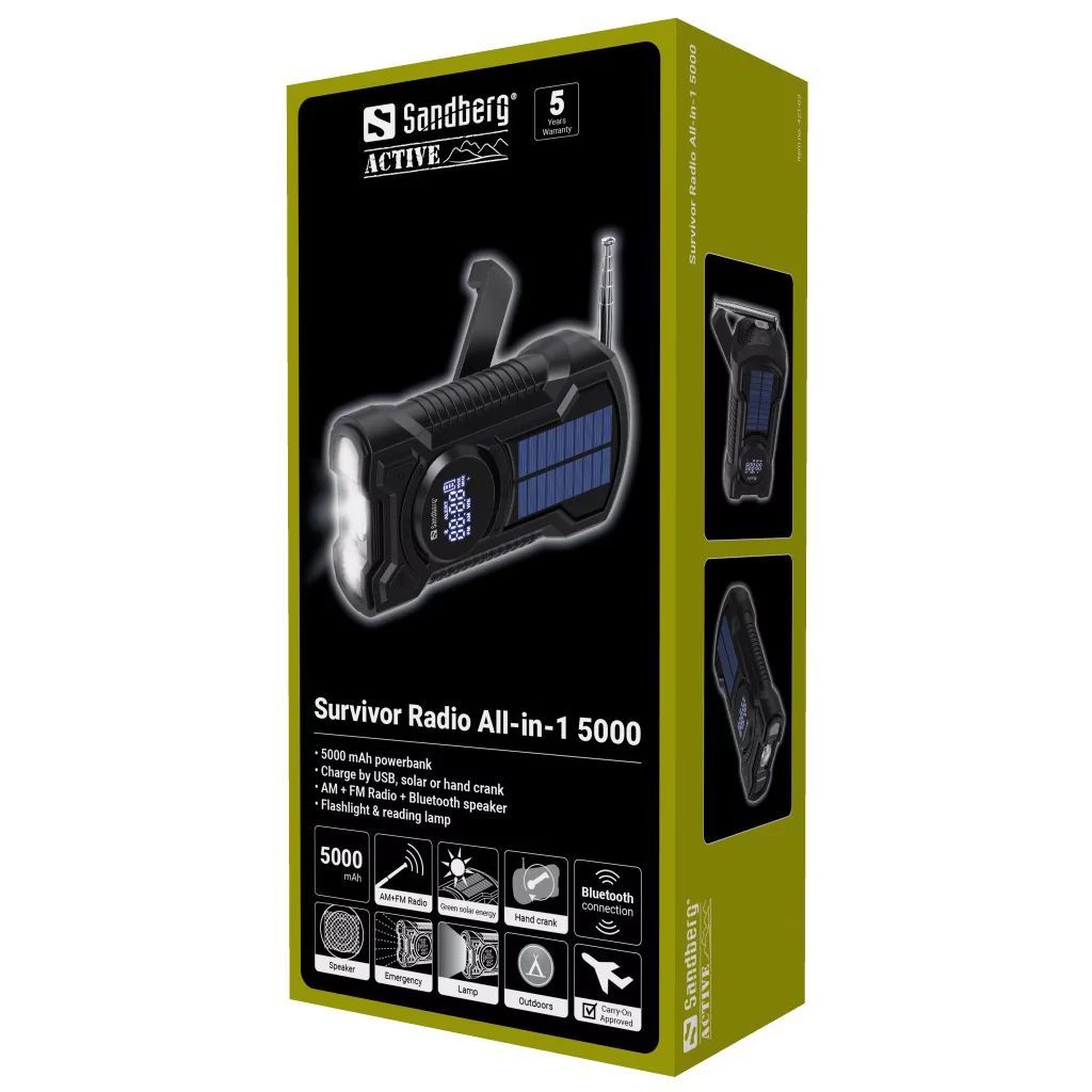 Sandberg Survivor Radio All-in-1 5000 Black Sandberg Survivor Radio All-in-1 5000 Black