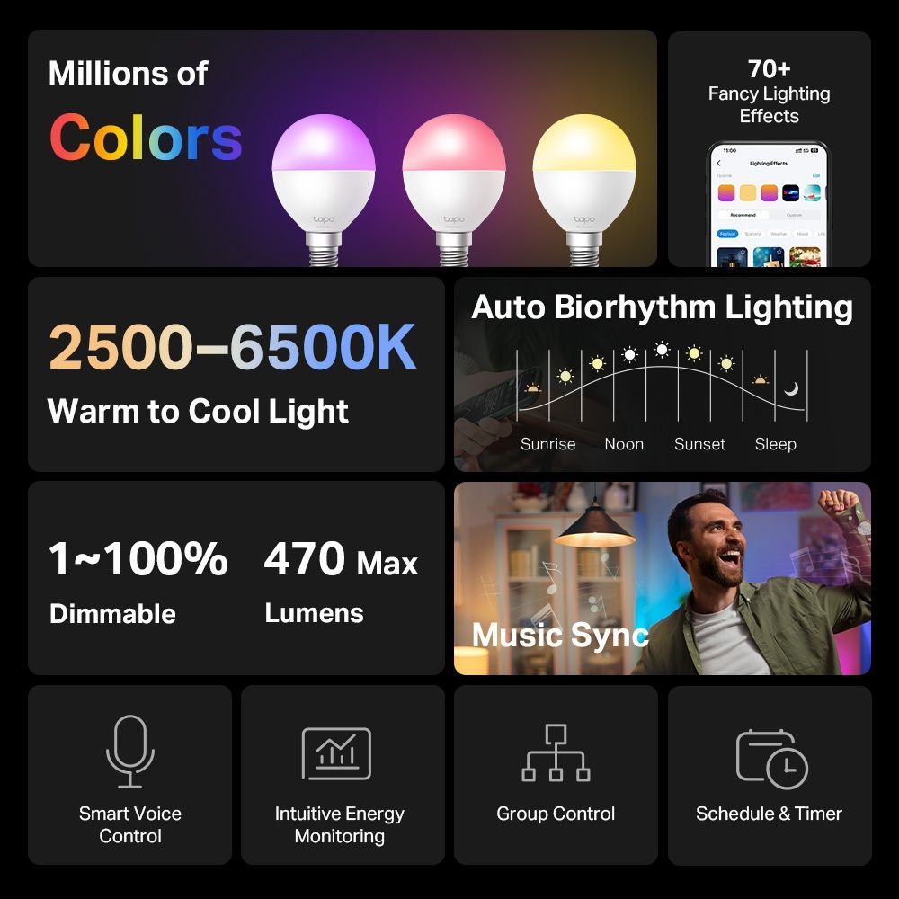 TP-Link Tapo L430P Smart P45 Light Bulb Multicolor TP-Link Tapo L430P Smart P45 Light Bulb Multicolor