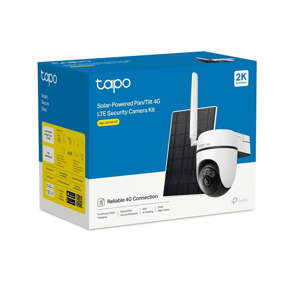 TP-Link Tapo C615G KIT Solar-Powered Pan/Tilt 4G LTE Security Camera Kit