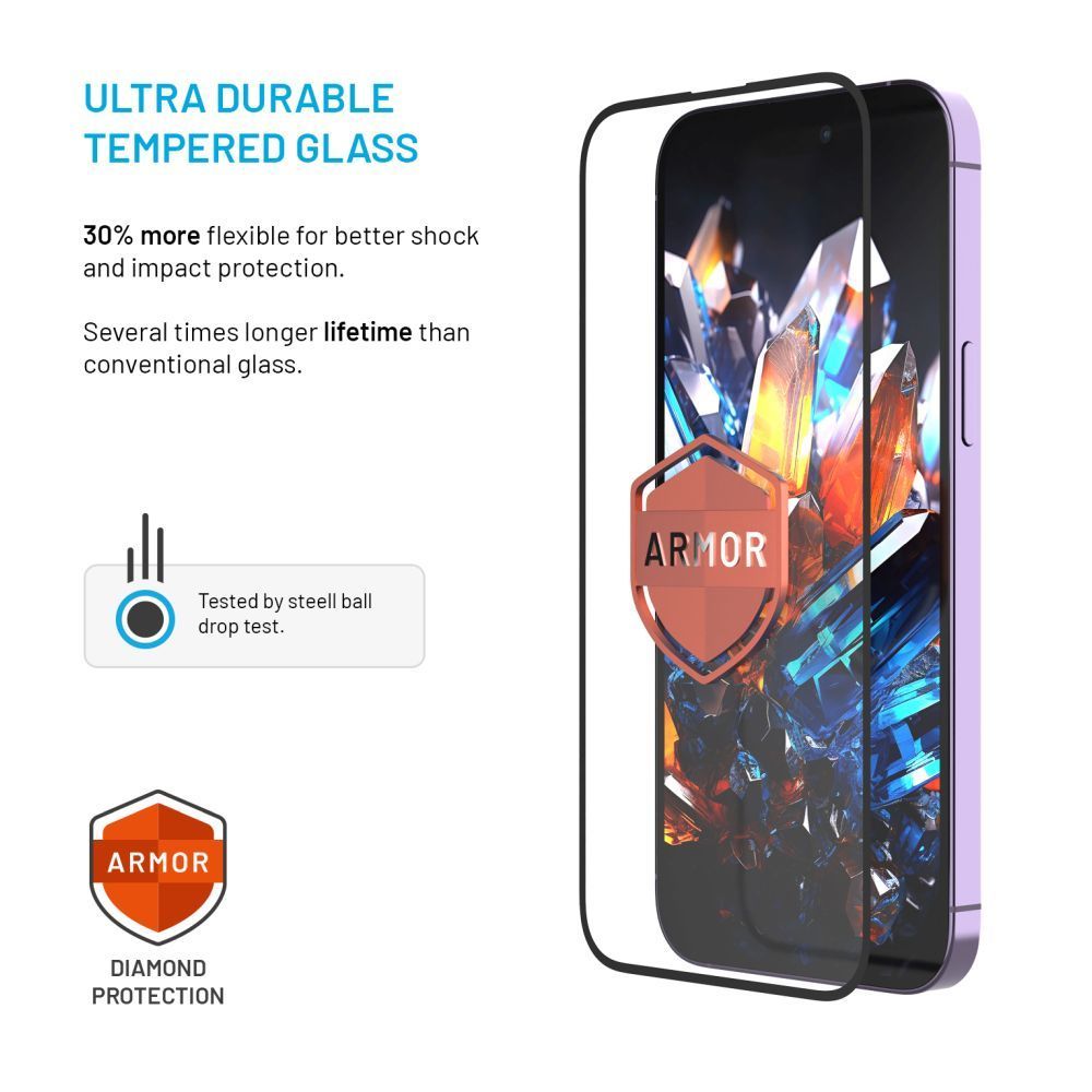 FIXED Armor Ultra tartós edzett üveg Apple iPhone 17 Pro készülékhez, fekete