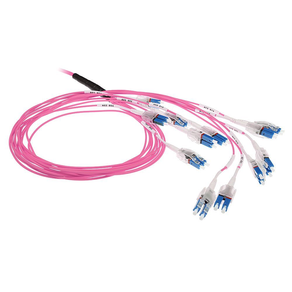 ACT Multimode 50/125 OM4 Preterm fiber cable 24F LC Polarity Twist 35m Pink ACT Multimode 50/125 OM4 Preterm fiber cable 24F LC Polarity Twist 35m Pink