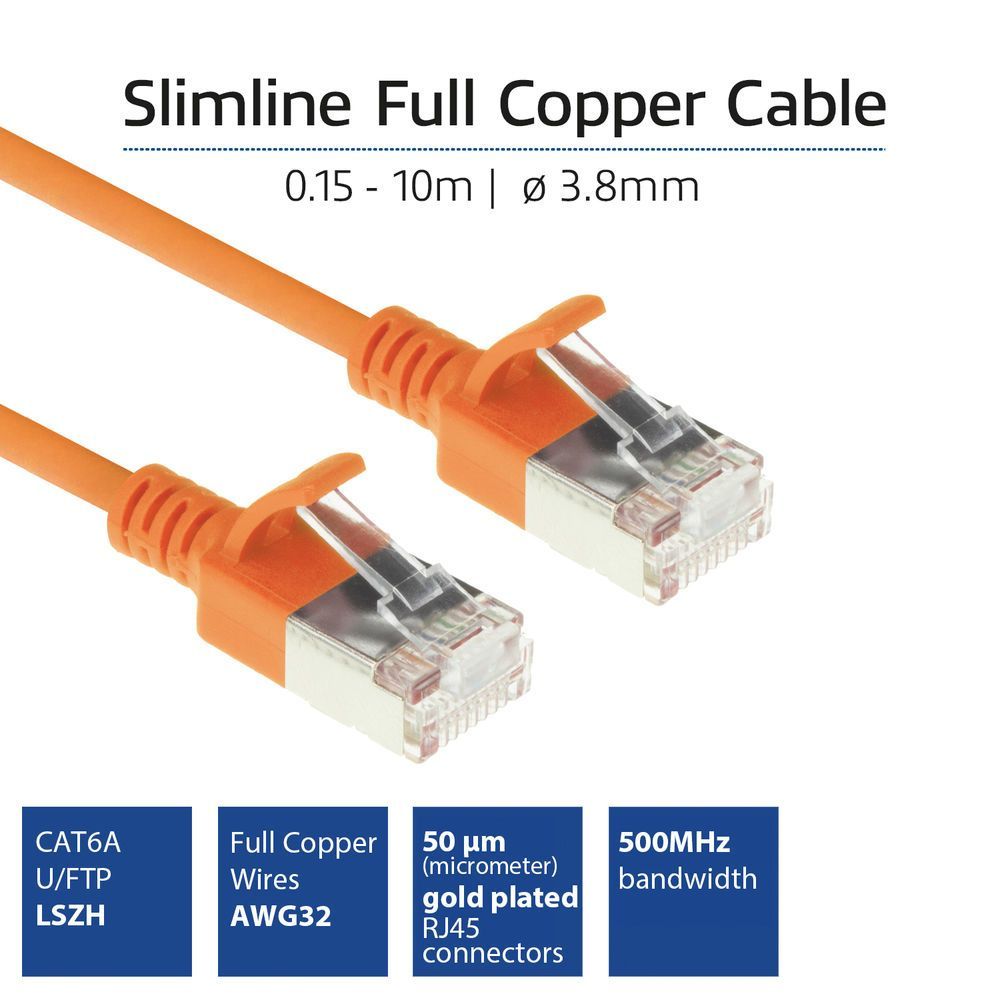 ACT CAT6A U-FTP Patch Cable 0,5m Orange ACT CAT6A U-FTP Patch Cable 0,5m Orange