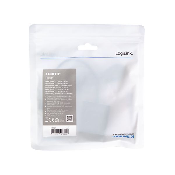 Logilink HD0061 HDMI splitter Black Logilink HD0061 HDMI splitter Black