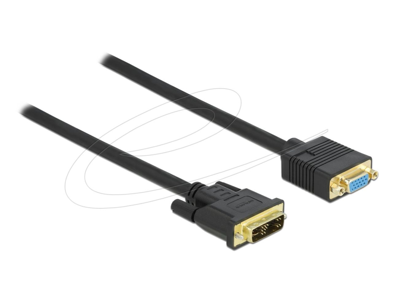 DeLock DVI 12+5 male to VGA female 1m Black DeLock DVI 12+5 male to VGA female 1m Black