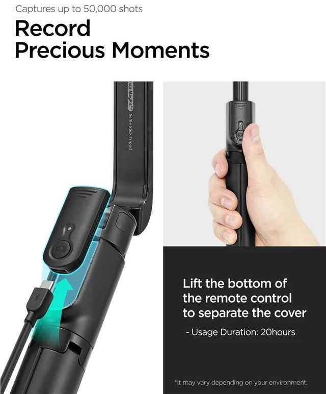 Spigen MagSafe Tripod Selfie Stick longer Version Black Spigen MagSafe Tripod Selfie Stick longer Version Black