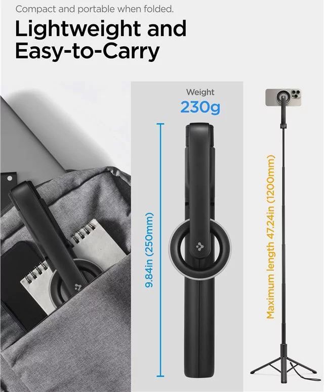 Spigen MagSafe Tripod Selfie Stick longer Version Black Spigen MagSafe Tripod Selfie Stick longer Version Black