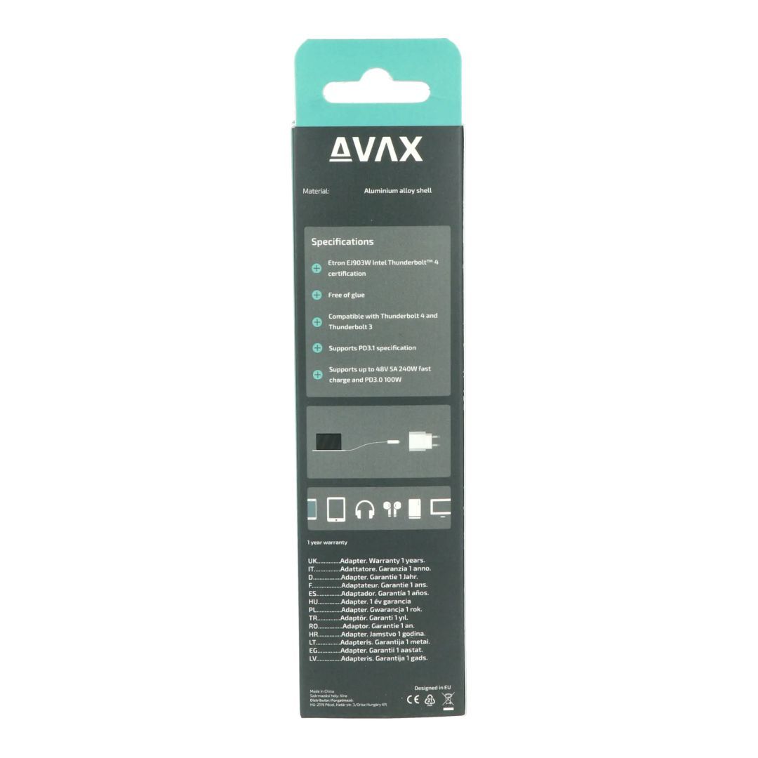 Avax CB902 THUNDER USB4 Cable 1m Grey Avax CB902 THUNDER USB4 Cable 1m Grey