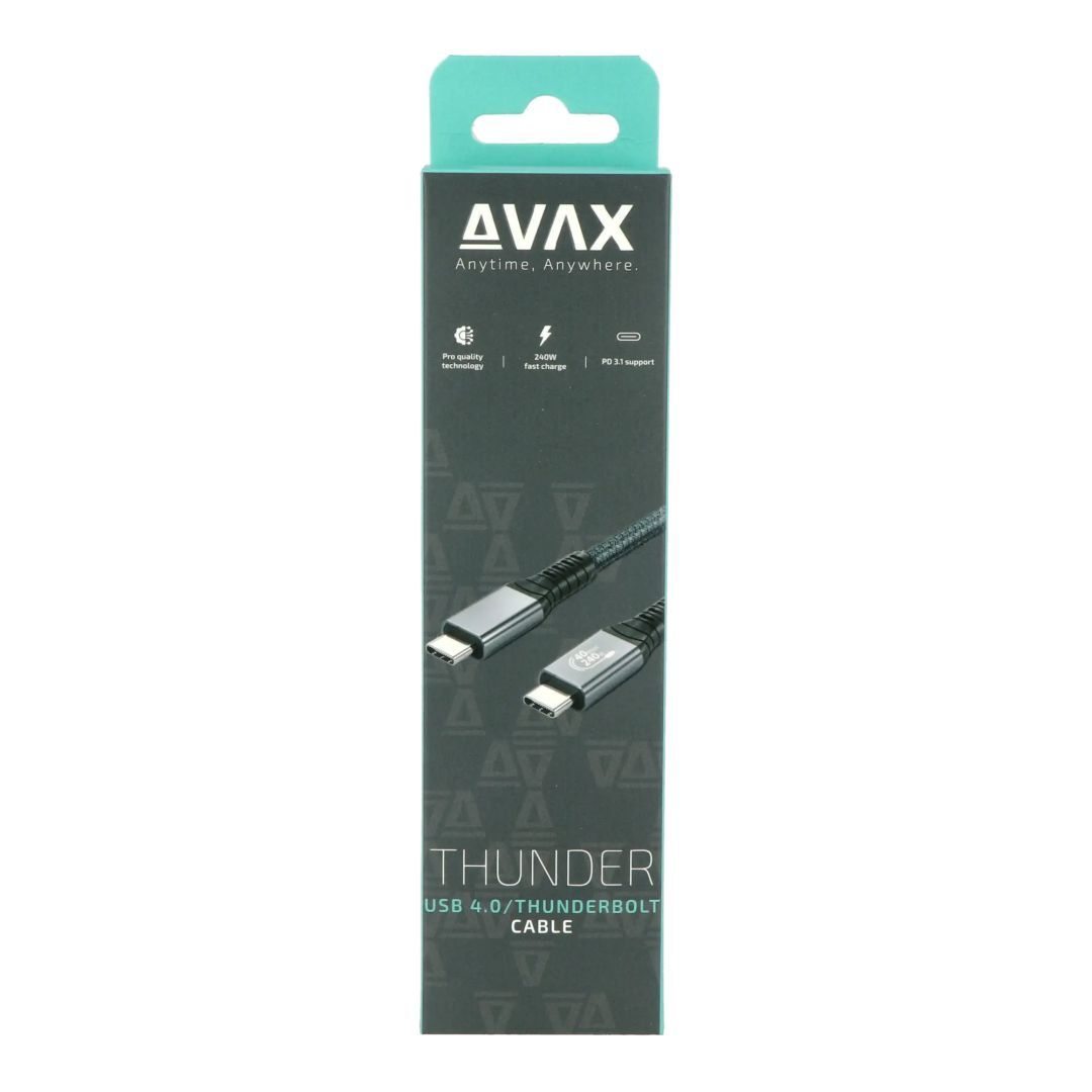 Avax CB902 THUNDER USB4 Cable 1m Grey Avax CB902 THUNDER USB4 Cable 1m Grey