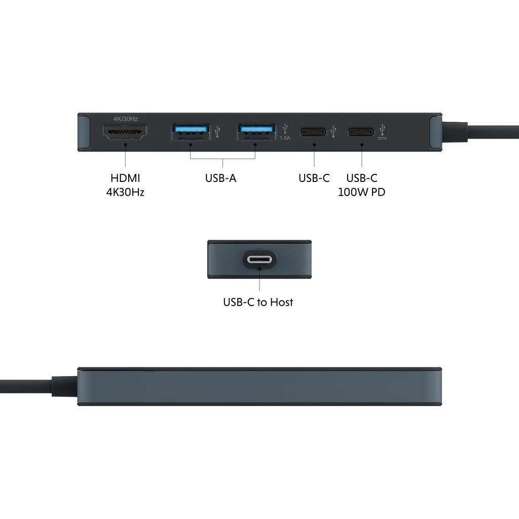 Targus HyperDrive Flex 5 Port USB-C Hub Black